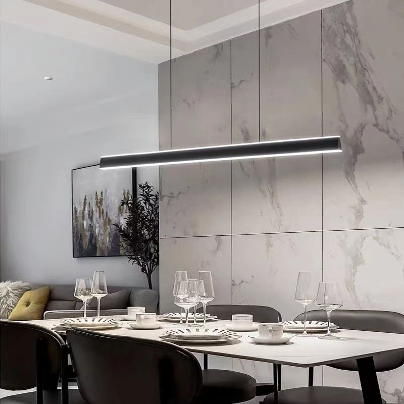 Modern Style Linear Shape Island Pendants Metal Pendant Lights in Black for Dining Room