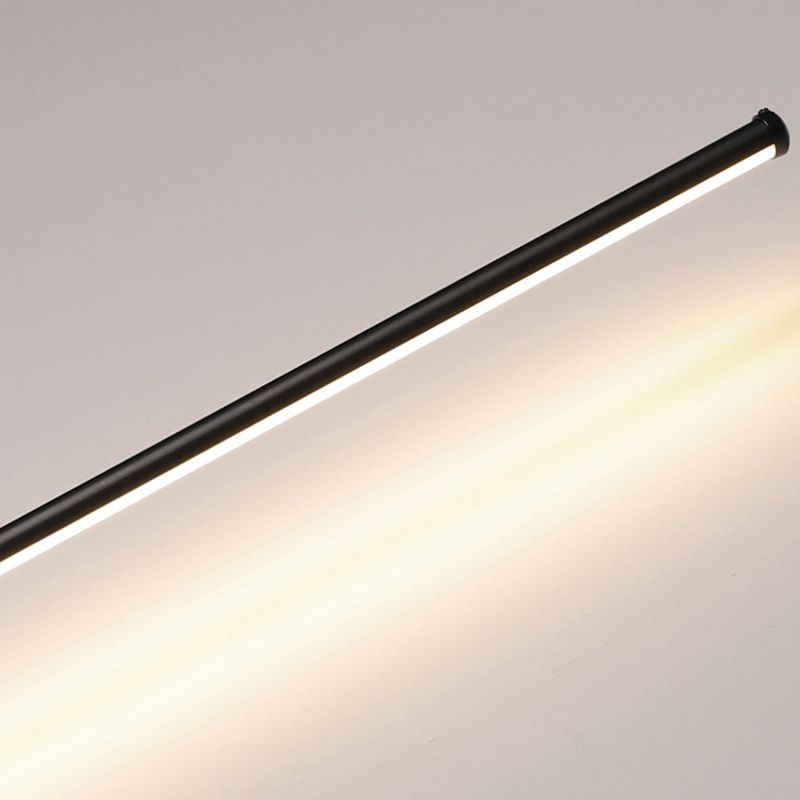 Minimalist Metal Wall Light Straight LED Wall Sconce in Black for Bedroom