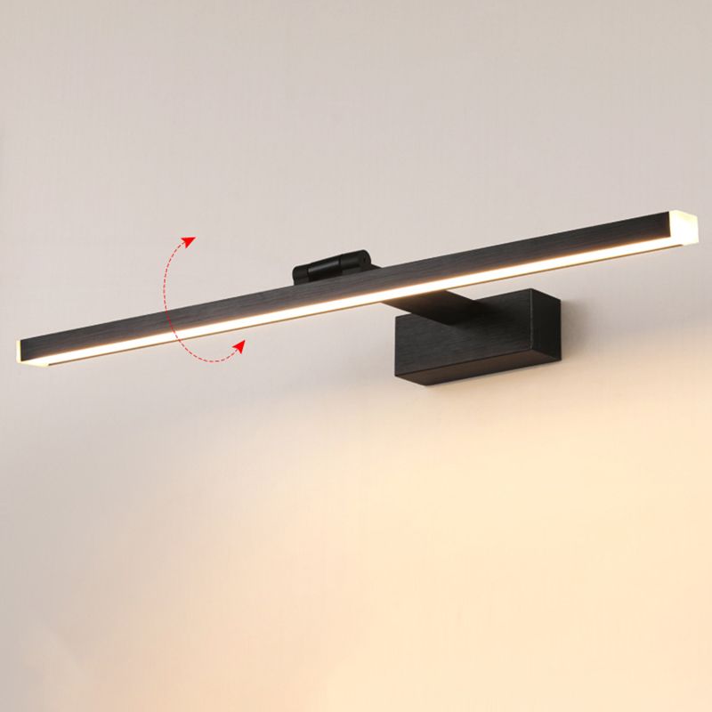 Metal linear Shade Mirror Wall Lights Modern 1 Head Wall Mount Fixture in Black
