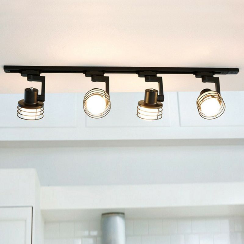 Filo Black Filo Semi Fildo Montaggio Light Nordic Lampada da pista per pista da pranzo Nordico a 4 bulbina