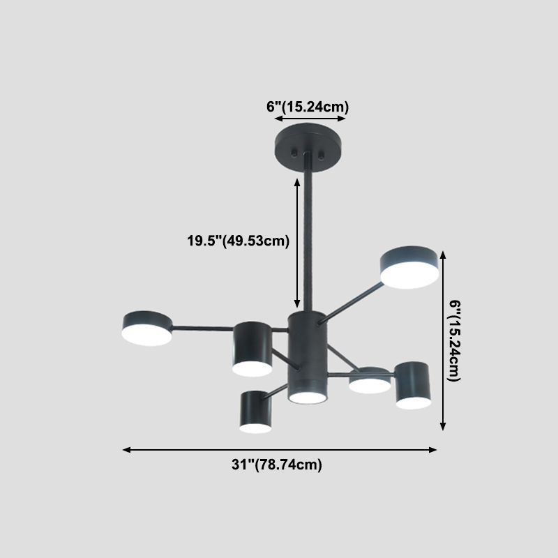 Nordic Metal Chandelier Black Multi Light Hanging Light for Bedroom