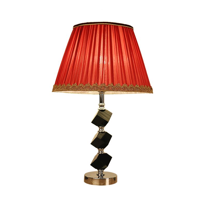 Lámpara de mesa de barril rojo/verde contemporáneo 1 bulbo de bisco de cristal luz de noche con adornos trenzados