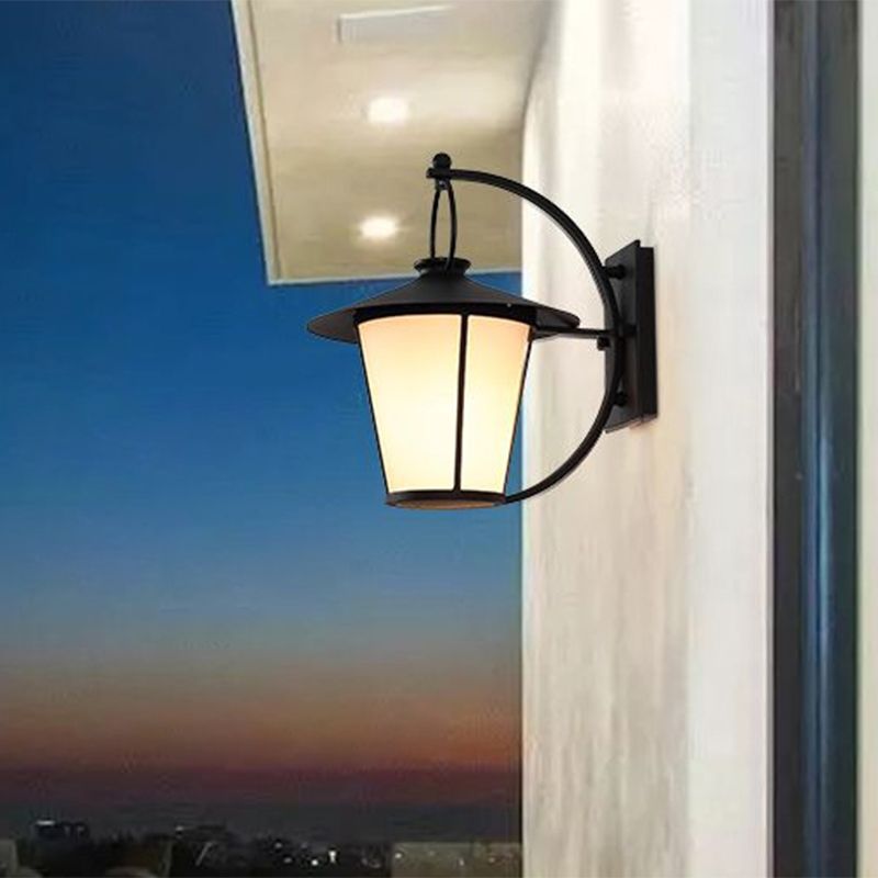 Un bulbo Opal Glass Splight Light Vintage Royal Black Cono/Cilindro Lámpara de pared al aire libre