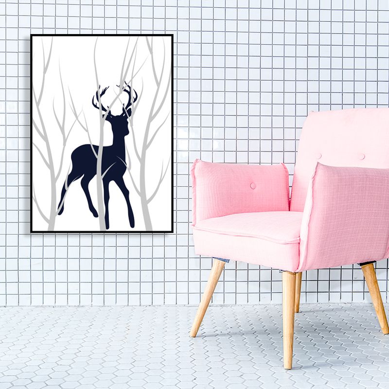 Toile d'art avec Silhouette de cerf pour enfants, décoration murale texturée de couleur foncée pour l'intérieur de la maison