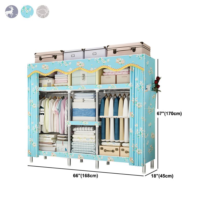 Steel Frame Wardrobe Armoire Contemporary Style Wardrobe Cabinet for Bedroom