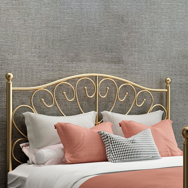 Four Poster Bed Glam Metal Bed, Camelback Open-Frame with Metal Legs