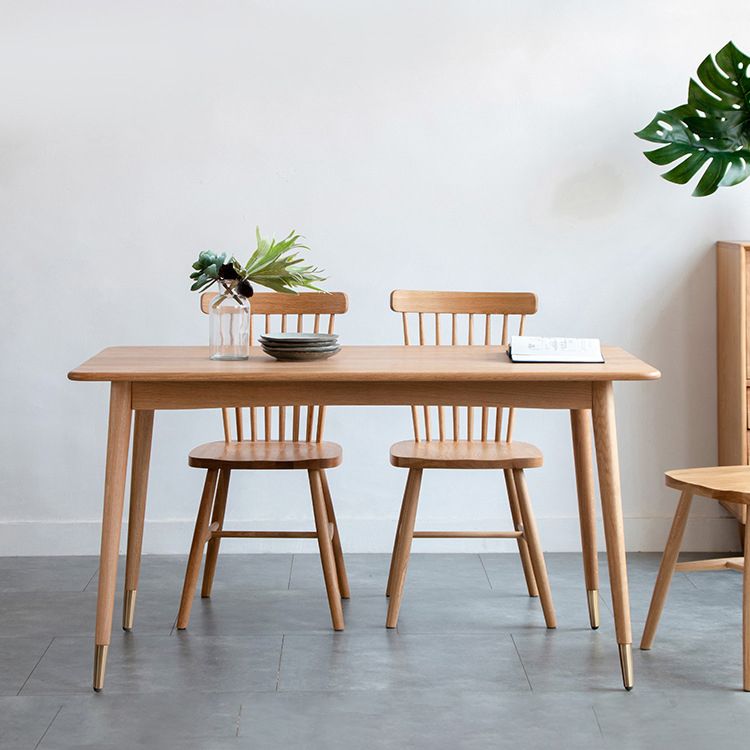 Table rectangulaire en bois de chêne, Table de salle à manger moderne avec 4 pieds pour Restaurant