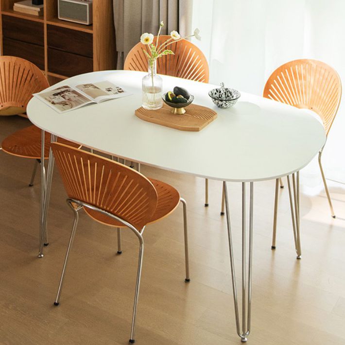 Sintered Stone Modern White Table for Restaurant Oval Dining Table with 4 Legs