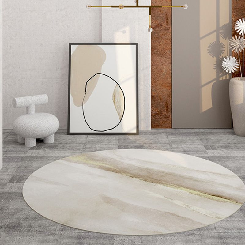 Light Yellow Rug Polyester Graphic Rug Non-Slip Backing Rug for Living Room