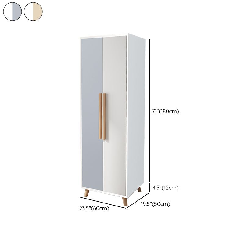 Bedroom Hinged Door Wardrobe with Wooden Legs Modern Cabinet with Clothes Rail