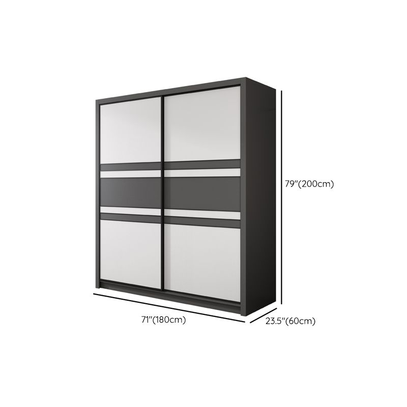 Contemporary Grey and White Storage Cabinet  Bedroom Cabinet with Sliding Doors