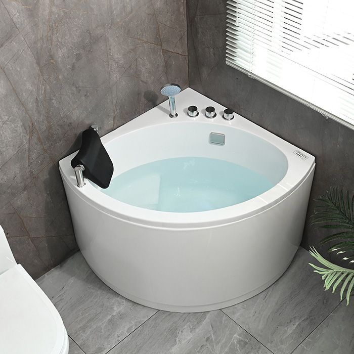 Modern Corner White Bath Acrylic Soaking Center-Back Bathtub