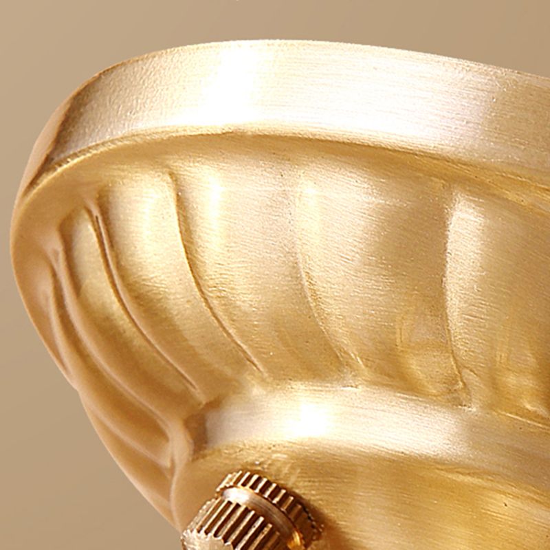 Brass Shaded Semi Flush Ceiling Light Vintage Glass Aisle Ceiling Mounted Light