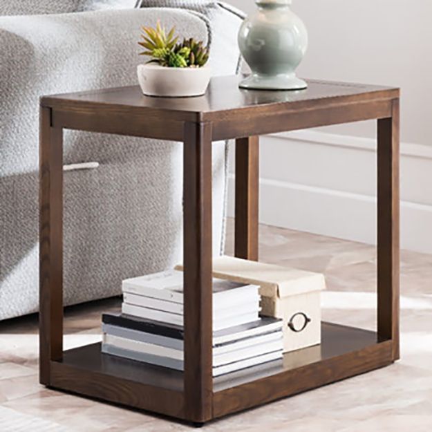 Ashwood Double Tier End Table Contemporary Rectangular Side Table for Living Room