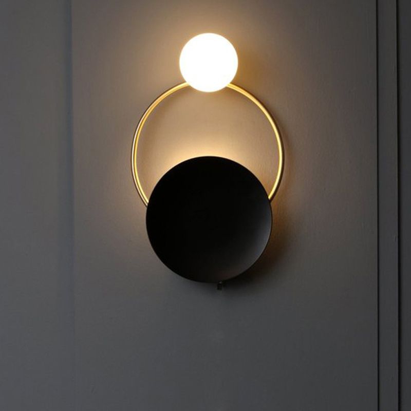 Lámpara de pared circular de hierro de pared de pared de 2 luces de lujo de lujo para espacios interiores