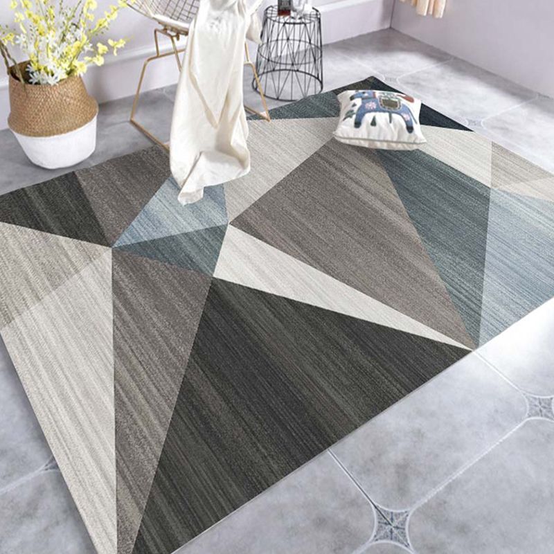 Modern Geo Pattern Rug Multi Colored Cotton Blend Area Carpet Non-Slip Pet Friendly Indoor Rug for Parlor