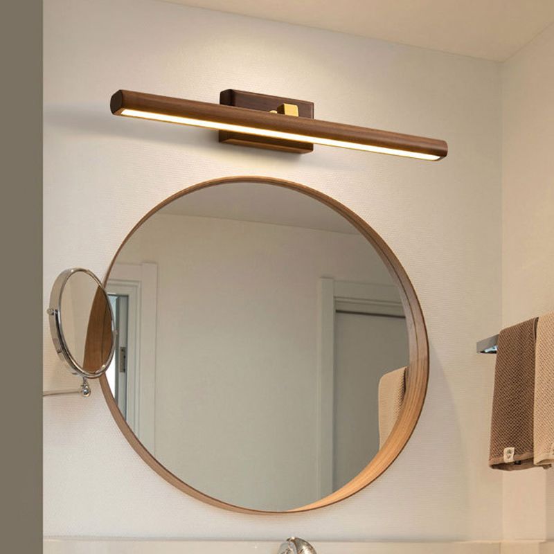 Estilo nórdico de pared lineal pared mate acrílico batio led tocador de tocador en madera oscura