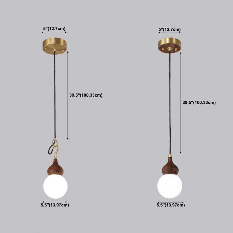 Lumière pendule de gourde moderne 1-Light Wood suspendu plafond plafond pour salle à manger