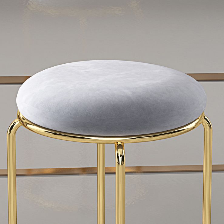 Glam Round Seat Counter Stool Faux Leather and Fabric Backless Counter Chair