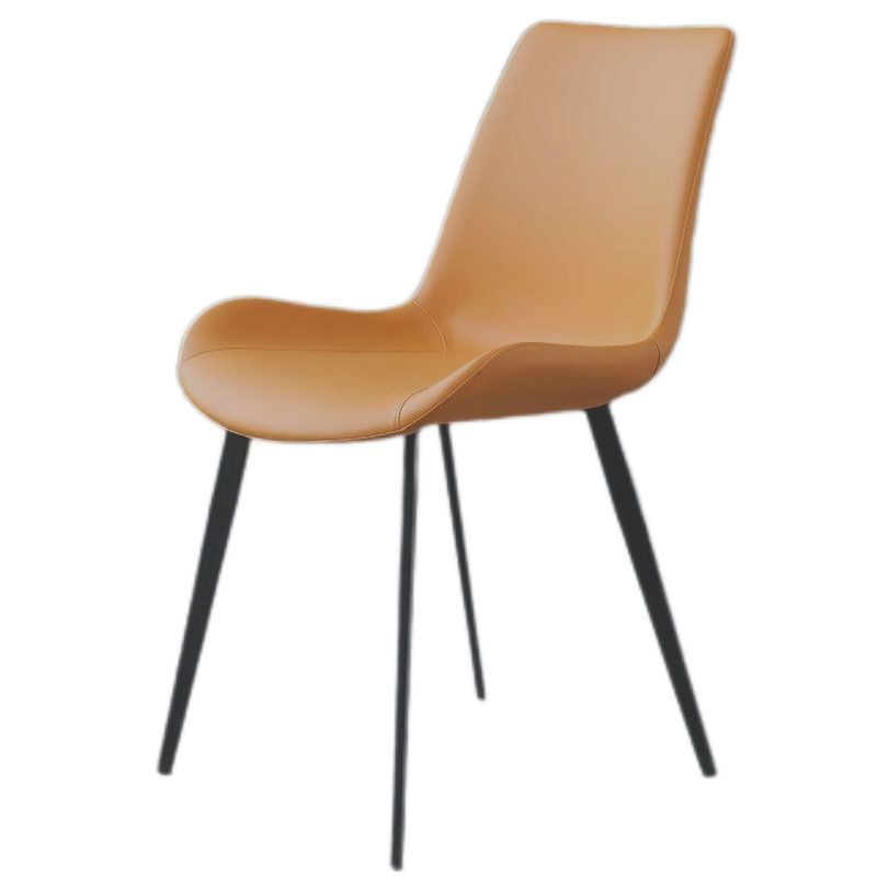 Silla auxiliar de cuero moderna para hotel, silla de comedor con respaldo sólido y acabado mate (juego de 2)