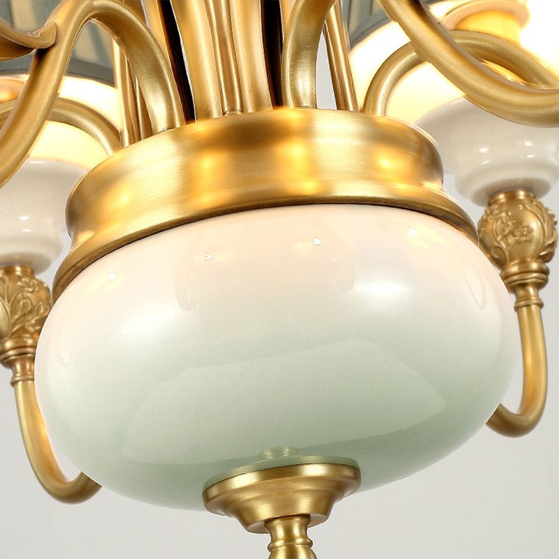 Cone Chandelier Light Fixture Traditional Pleated Fabric Shade Pendant Lighting for Restaurant
