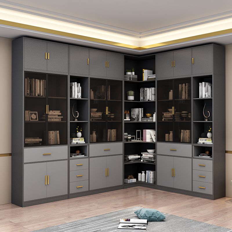 Contemporary Closed Back Bookcase Engineered Wood Vertical Bookshelf with Shelves