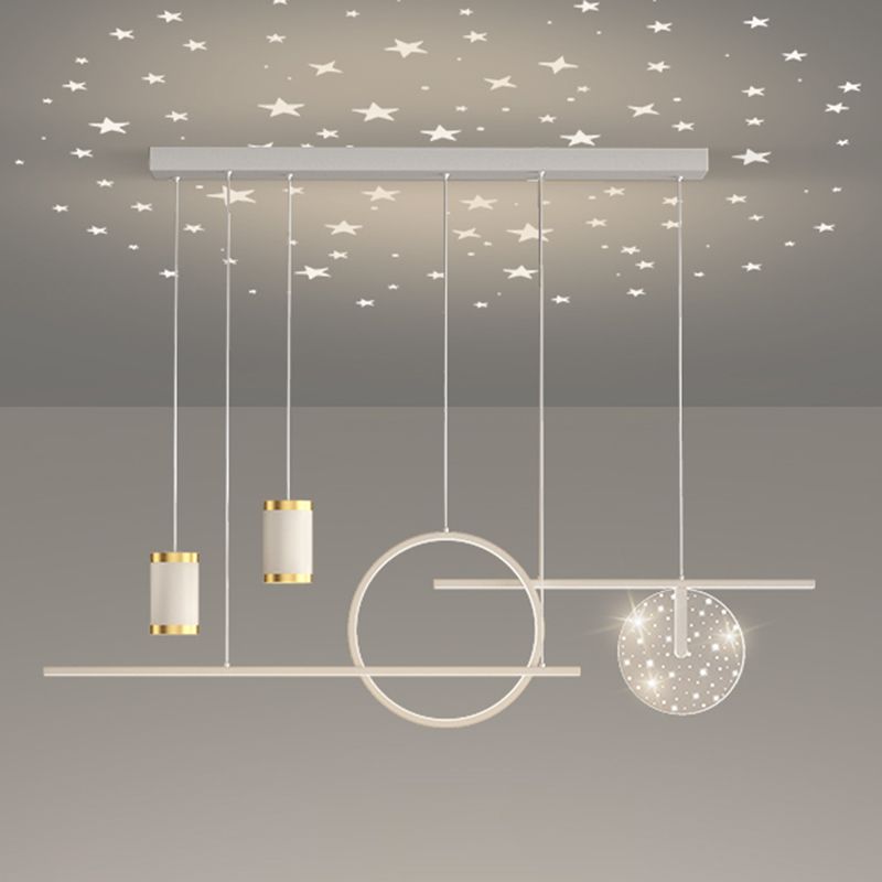 Geometric Shape Metal Island Pendants Modern Style 8 Lights Island Pendant Lights