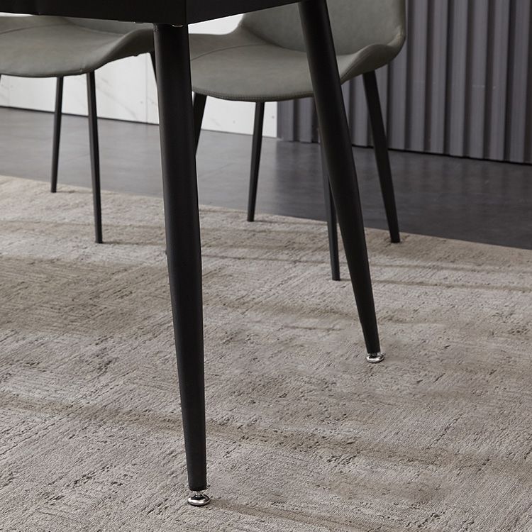 Industrialstil Sintered Stone Tisch schwarz 4 Beine Basis Rechtecktisch für Zuhause