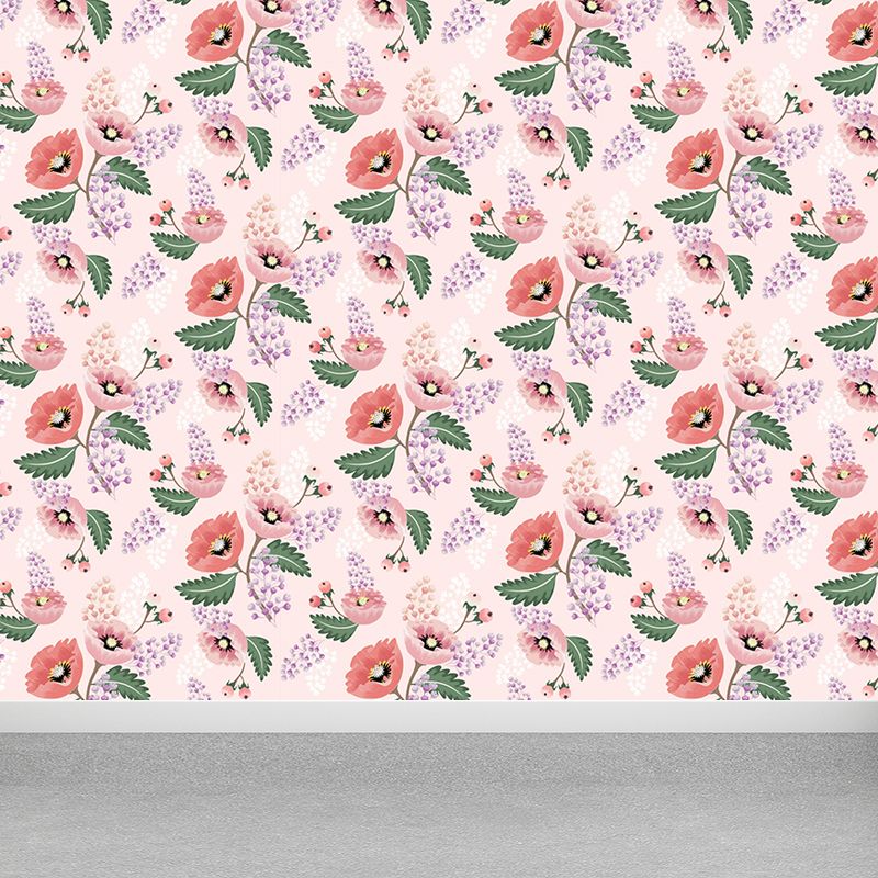 Papier peint mural à motif floral moderne, décoration murale personnalisée pour chambre à coucher, couleur douce
