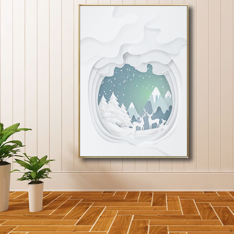Toile imprimée d'art de paysage naturel nordique, décoration murale texturée de couleur claire pour la maison