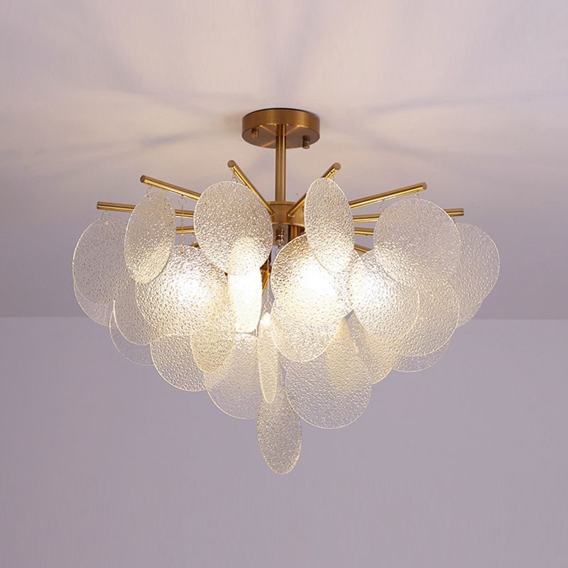 Round Shade Hanging Light Modern Style Glass Chandelier Light for Living Room