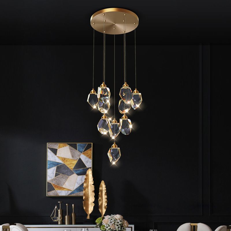 Zeitgenössische LED Hanging Deckenleuchte Kristall geometrische Deckenleuchte