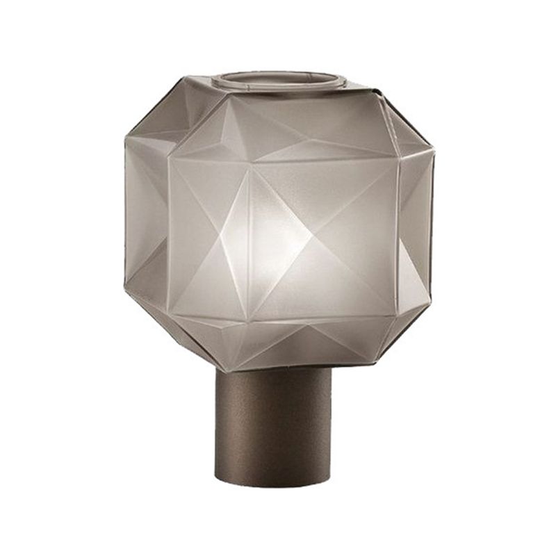 Diamond Geometric Design Lampada da tavolo in vetro 11 "Luce da comodino a stile di semplicità larga in grigio fumo grigio