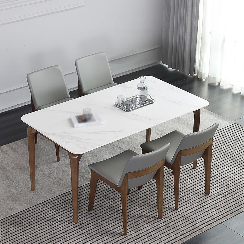 Contemporary Style 1/4/5 Pieces Dining Set Rectangle Sintered Stone Dining Table Set