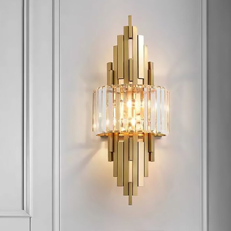2-Light Geometric Wall Light Modern Crystal Wall Light Fixture