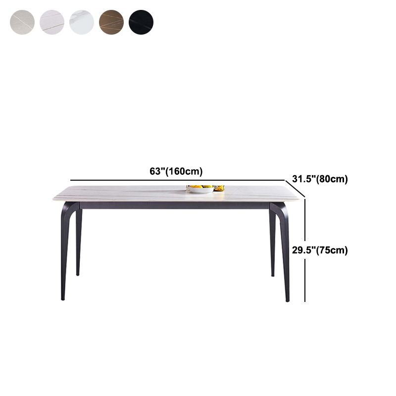 Rectangular Sintered Stone Dining Table Modern Furniture with 4 Black Legs