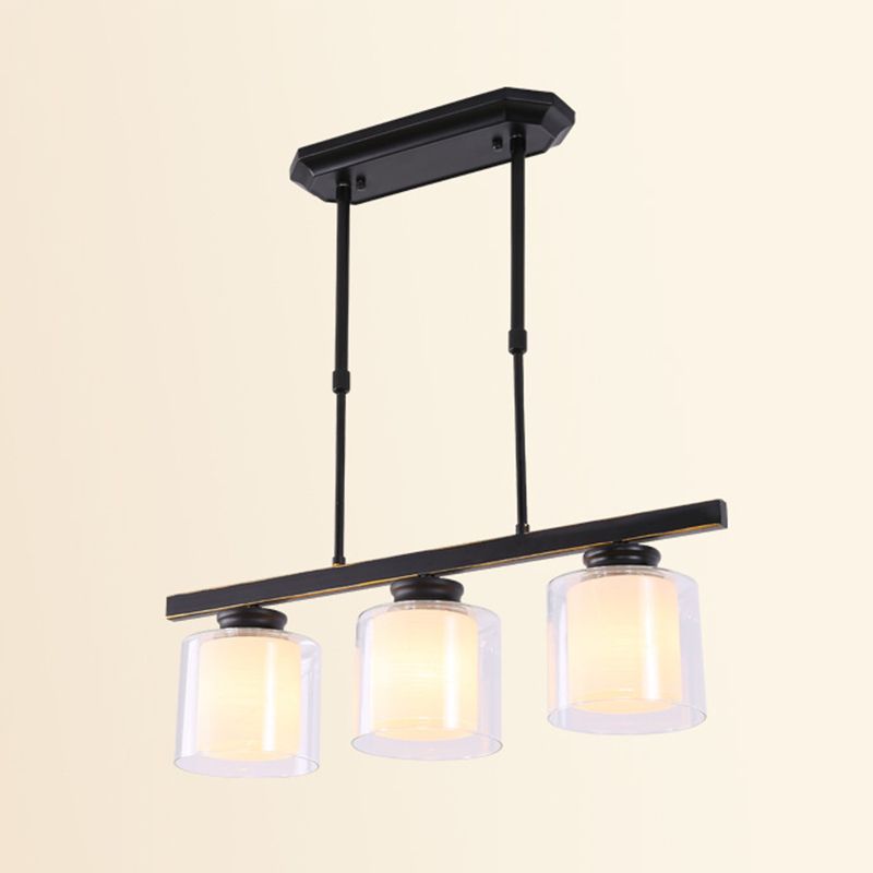 Glass Cylinder Island Pendant Lighting Modern Multiple-Light Island Light Fixtures