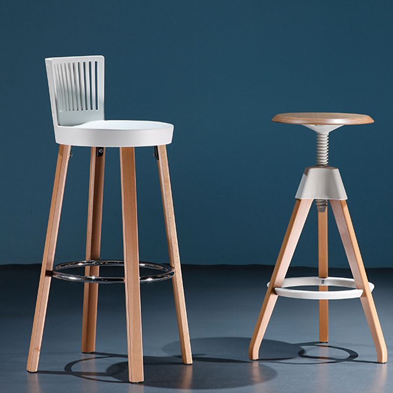Modern Wooden Bar Stool 38" Height Backrest Armless Counter Stool with Plastic Cushion