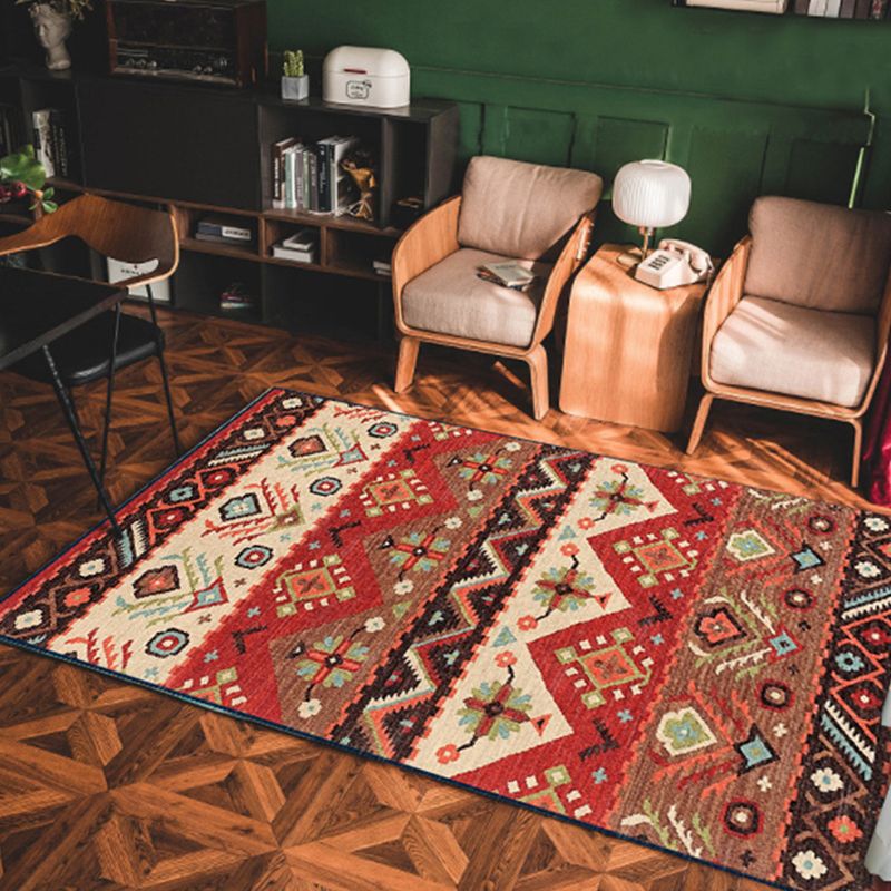 Vintage Geo Print Teppich mehrfarbiger persischer Indoor-Teppichsynthetik Anti-Rutsch-Backing Easy Care Teppich für Zimmer