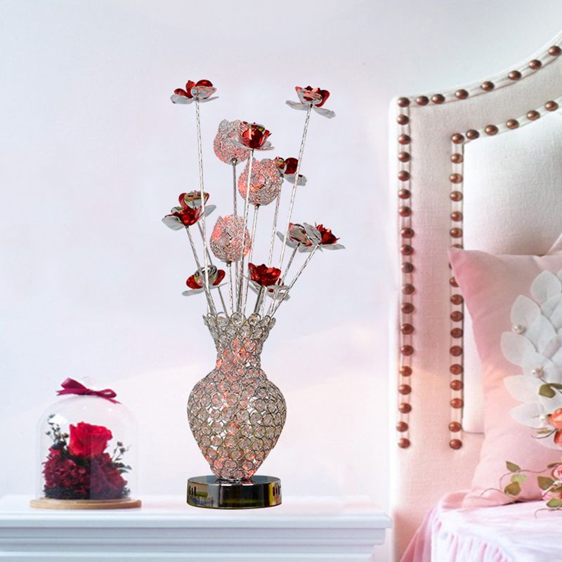 Lampada da comodino a forma di cuore per camera da letto, illuminazione decorativa, lampada da comodino a LED in alluminio argento rosa