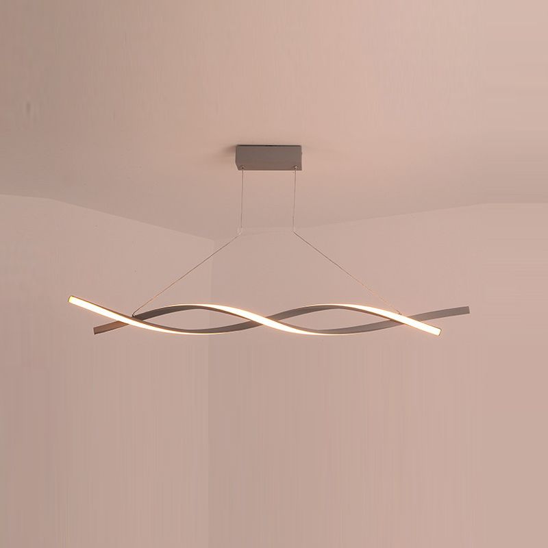 2-Lights Linear Island Light Nordic Aluminum LED Island Pendant for Living Room