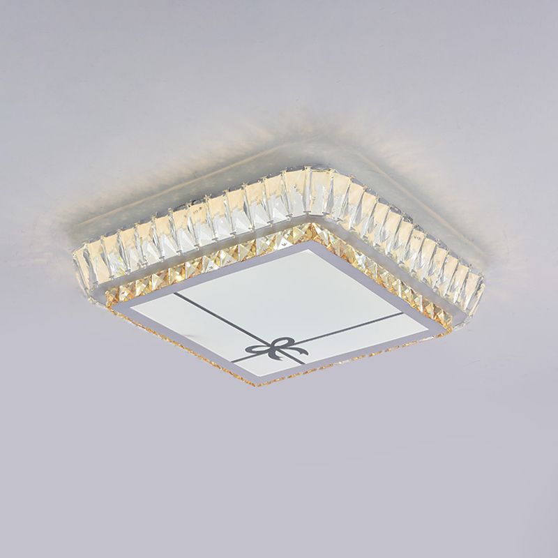 Trellis/Bowknot Crystal Ceiling Flush Contemporary Bedroom LED Flush Mount Lighting in White