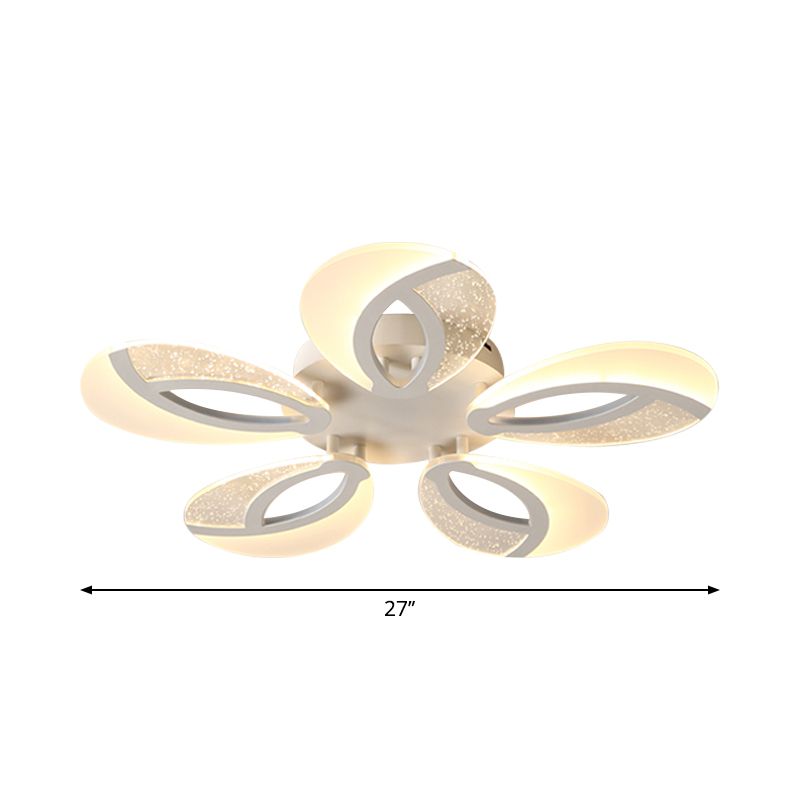 Petal LED Flush Ceiling Light Fixture Modernist Acrylic 5/9/18-Light White Semi Mount Lighting for Bedroom