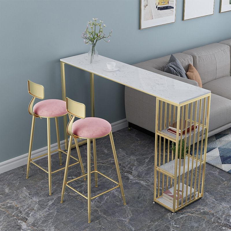 Glam Pub Table Double Pedestal Bar Height Rectangle Bar Table for Bar