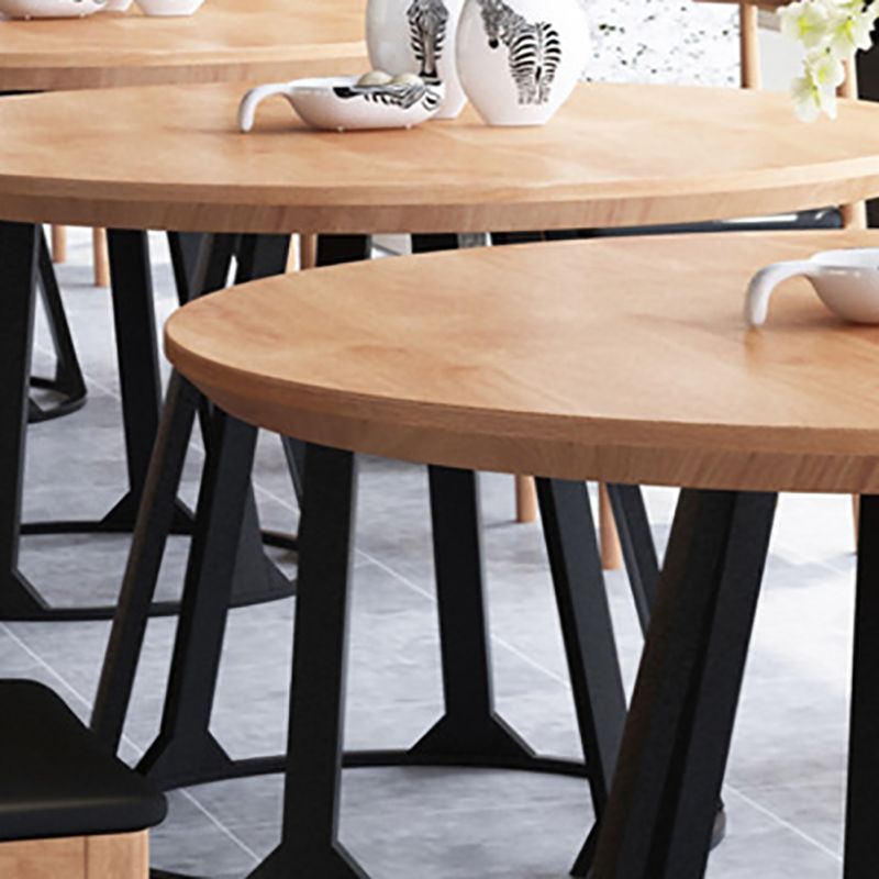 1/3/5 Pieces Modern Dining Set Solid Wood Round Table with Leather Chairs