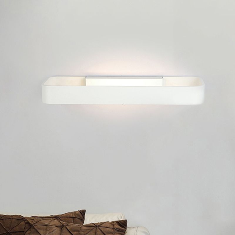 Rectangular Living Room Wall Sconce Fixture Aluminum 12"/16" Dia LED Minimalism Wall Mounted Lamp in Black/White