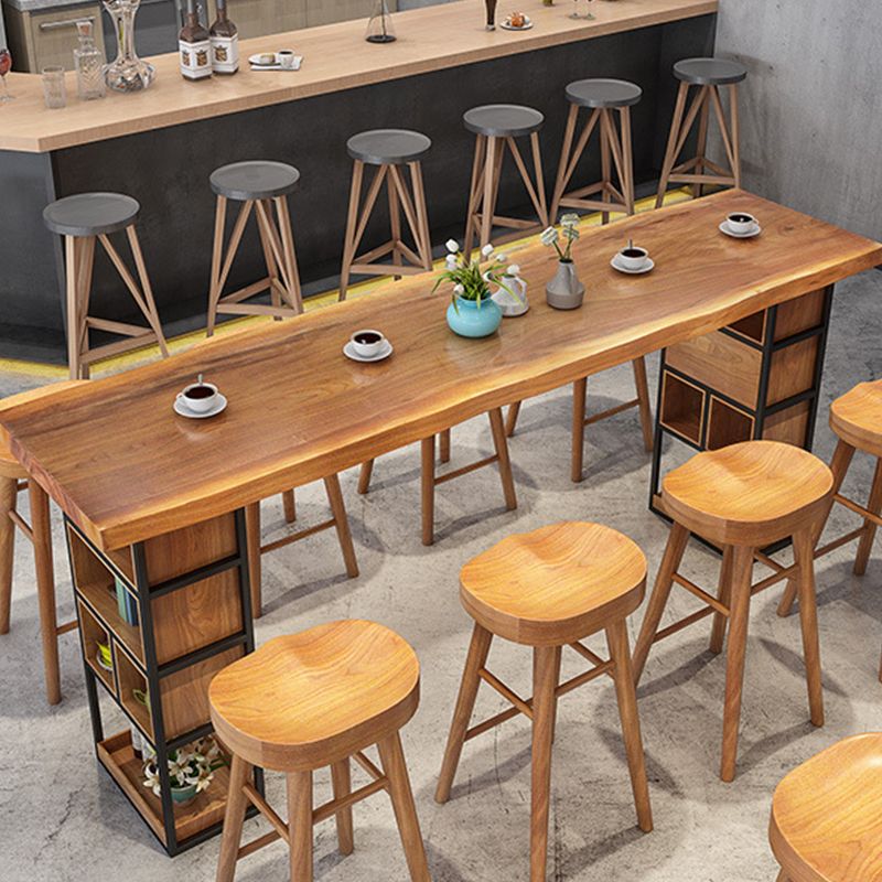 Contemporary Solid Wood Counter Stool Saddle Seat Backless Bar Stool