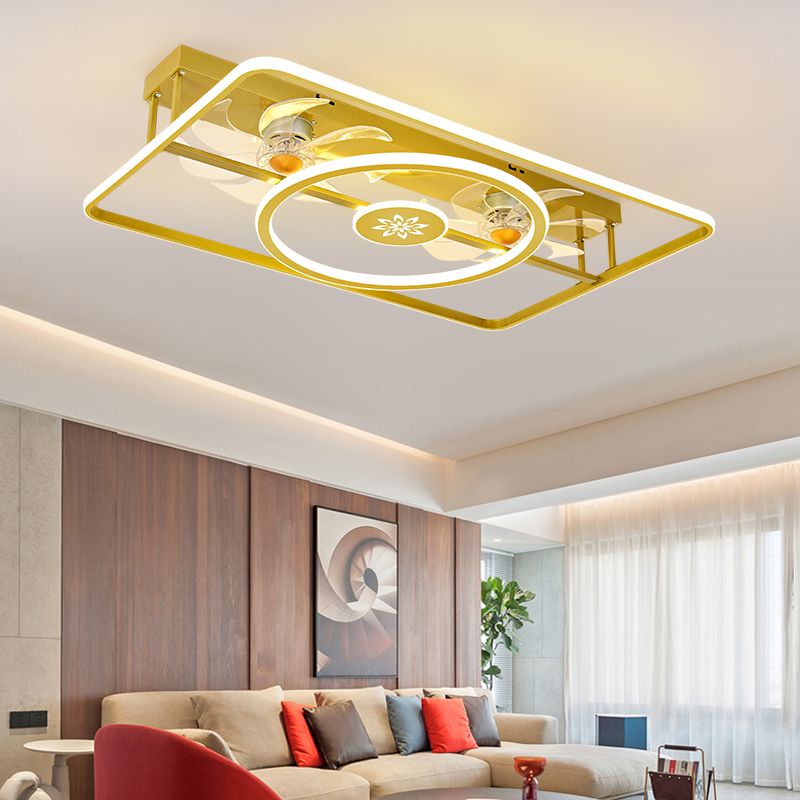 Contemporary Style Metal Fan Light Geometric LED Flush Mount Light for Bedroom