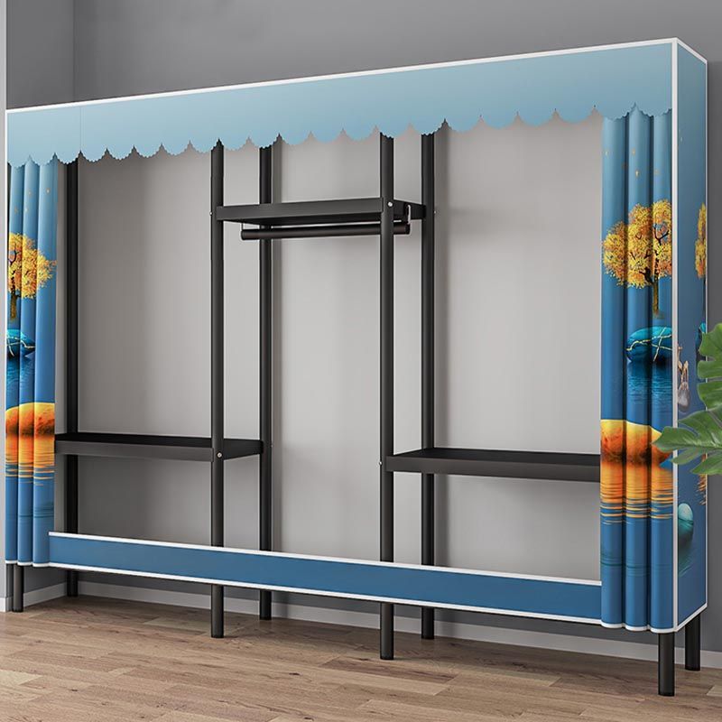 Contemporary Style Wardrobe Steel 1-Door Wardrobe Closet with Shelves