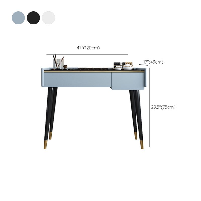 Glam Wooden Frame Dressing Table Slate Top Vanity with Drawers